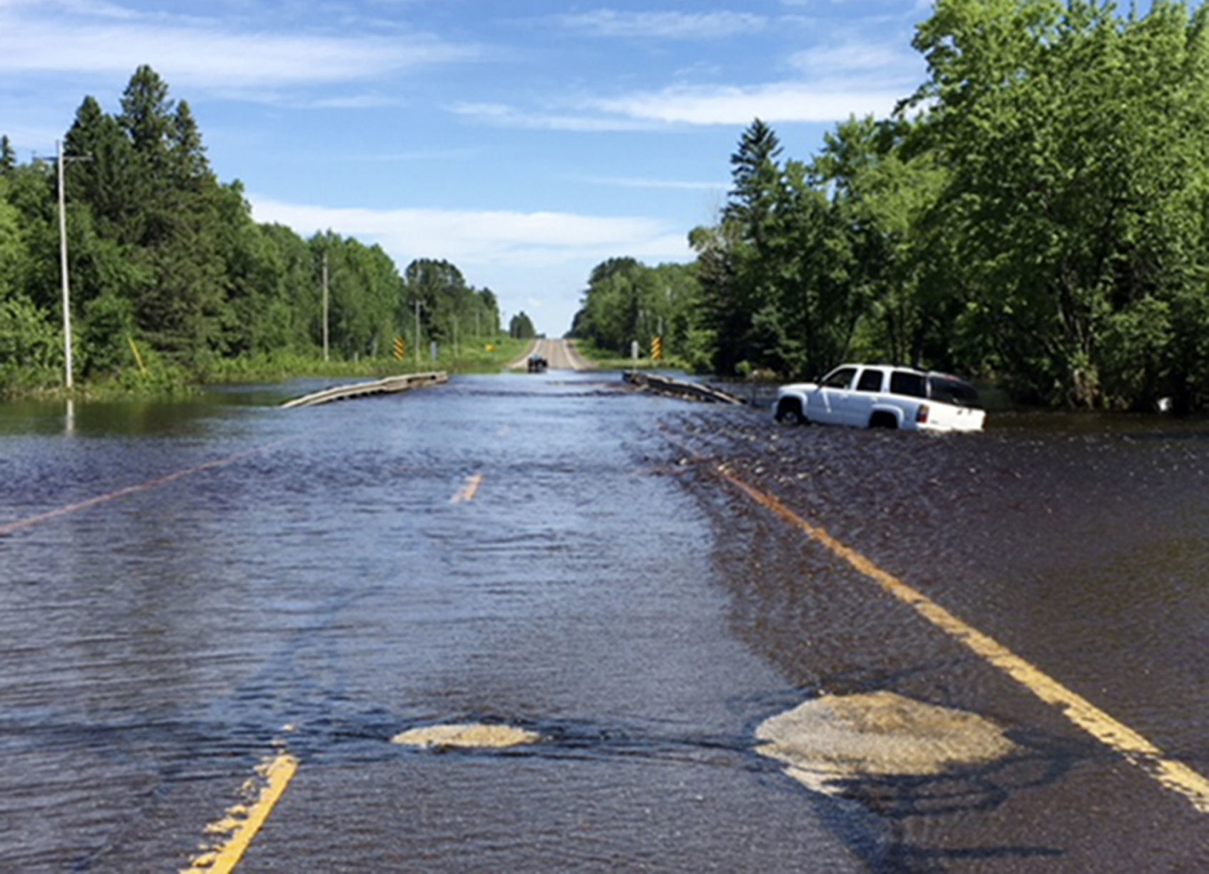 Floodwater over Highway 35, AP photo